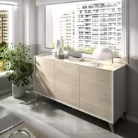 Oferta de Aparador San Petersburgo tres puertas blanco/natural por 203€ en Muebles La Factoría
