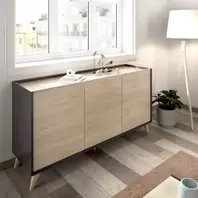 Oferta de Aparador Vilna tres puertas grafito/natural por 203€ en Muebles La Factoría