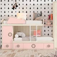 Oferta de Dormitorio juvenil con acabados en pino sueco y rosa nube. por 1812€ en Muebles La Factoría