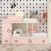 Oferta de Dormitorio juvenil con acabados en pino sueco y rosa nube. por 1812€ en Muebles La Factoría