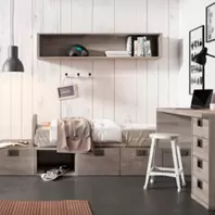 Oferta de Dormitorio juvenil moderno de acabados en irony stone rock. por 868€ en Muebles La Factoría