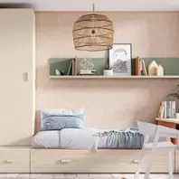 Oferta de Dormitorio juvenil moderno y minimalista con cama adicional por 2511€ en Muebles La Factoría