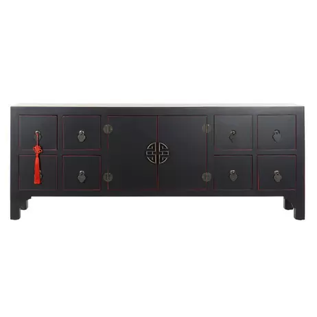 Oferta de Mueble tv abeto mdf oriental negro RIKU por 216,75€ en Muebles Rey