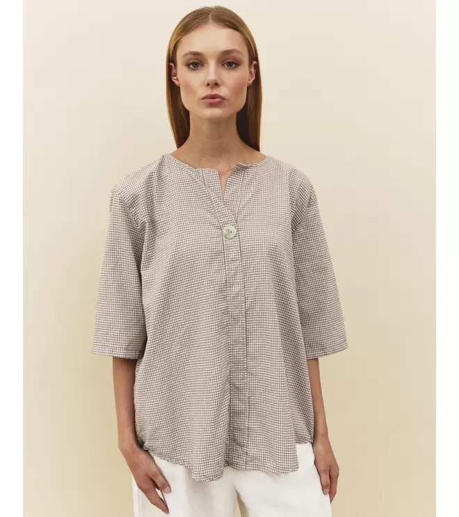 Oferta de BLUSA ALGODÓN CUADRO VICHY por 15,95€ en Mulaya
