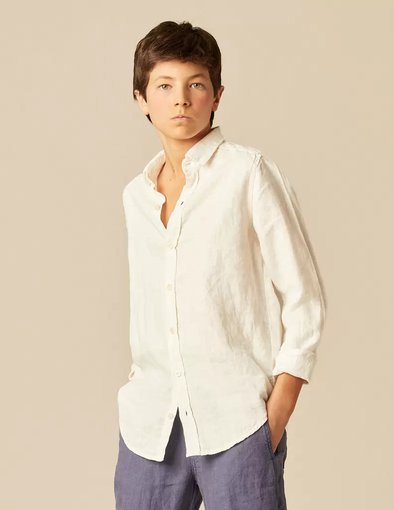 Oferta de CAMISA CUELLO PICO LINO BLANCA por 25,99€ en Nícoli