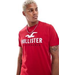 Oferta de Camiseta roja con logo Tech de Hollister por 19€ en Asos