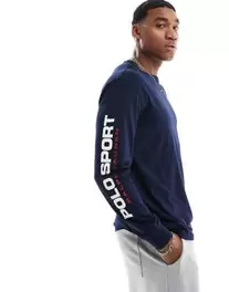 Oferta de Camiseta azul medio de manga larga con logo de la colección cápsula Sport de Polo Ralph Lauren por 79€ en Asos