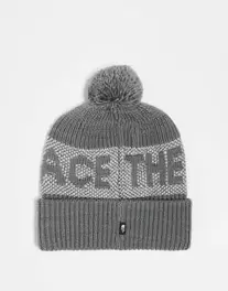 Oferta de Gorro gris con pompón y logo retro de The North Face por 38€ en Asos