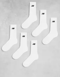 Oferta de Pack de 6 pares de calcetines blancos con logo negro Everyday de New Balance por 30€ en Asos