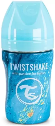 Oferta de Twistshake Biberón Anticólico Acero Marble Blue 260 ml por 8,99€ en Atida MiFarma