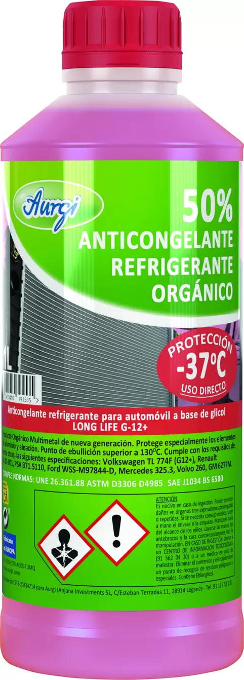 Oferta de Anticongelante Longlife G12+ 1L Aurgi por 4,25€ en Aurgi