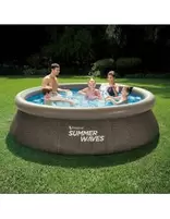 Oferta de Piscina Hinchable Redonda Imitación Ratán de ø305 cm con Depuradora Summer Waves - EHLIS por 144,46€ en Bricolaje Soriano