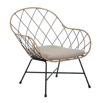 Oferta de Sillón de Ratán Natural y metal en color Natural y Negro por 199€ en Centro Hogar Sanchez