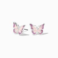 Oferta de Silver Ombré Pink & Purple Butterfly Stud Earrings por 2,8€ en Claire's