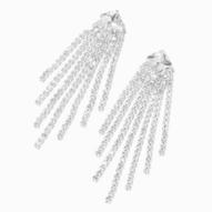 Oferta de Silver-tone Crystal 2.5" Diamond Shaped Fringe Drop Earrings por 6€ en Claire's