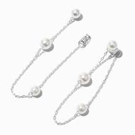 Oferta de Silver 2" Pearl Front & Back Drop Earrings por 4€ en Claire's