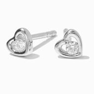 Oferta de C LUXE by Claire's Sterling Silver 1/20 ct. tw. Laboratory Grown Diamond Open Heart Stud Earrings por 49,99€ en Claire's