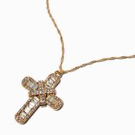 Oferta de Gold-tone Crystal Cross Pendant Necklace por 6,49€ en Claire's