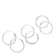 Oferta de Sterling Silver 12MM Textured Hoop Earrings - 3 Pack por 14€ en Claire's