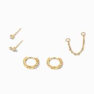Oferta de C LUXE by Claire's 18k Yellow Gold Plated Iridescent Hoop Connector Chain Star Stud Earring Set - 5 Pack por 14€ en Claire's