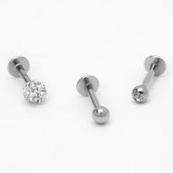 Oferta de Silver-tone 16G Crystal Fireball Helix Stud Earrings - 3 Pack por 6€ en Claire's