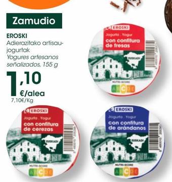 Oferta de EROSKI Yogur con confitura de cereza País Vasco 155 g por 1,1€ en Eroski
