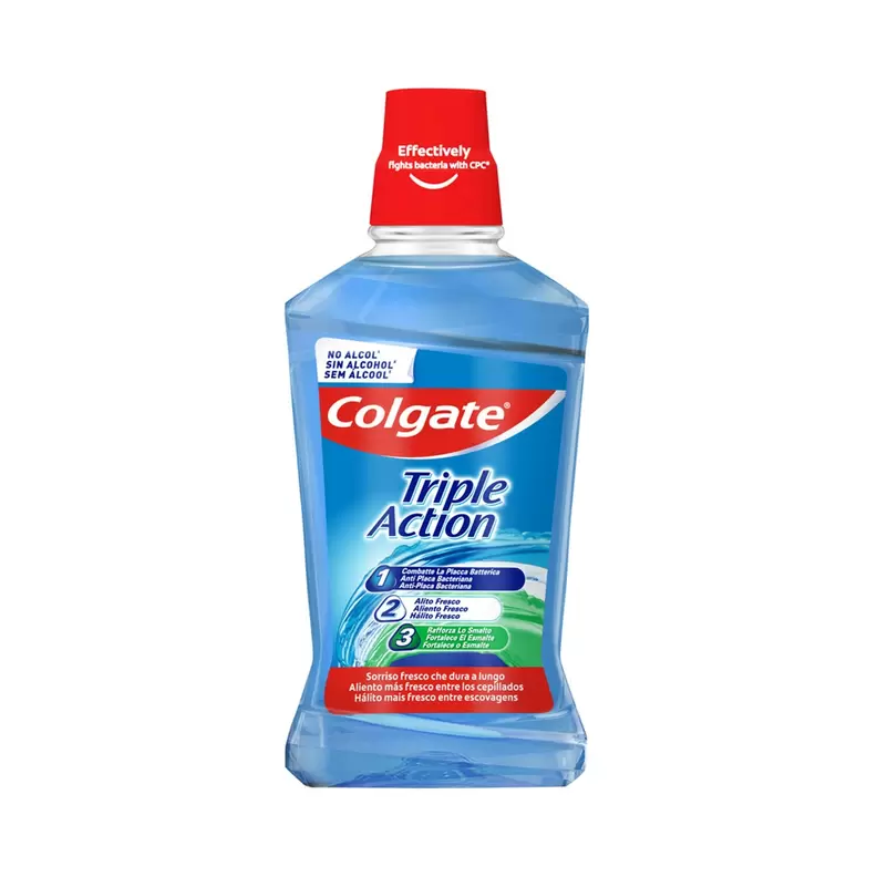 Oferta de Enjuague bucal Colgate Triple Action, combate las bacterias, aliento fresco 500ml por 4,99€ en Clarel