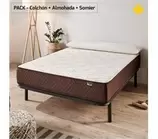 Oferta de Pack Colchon + Almohada Visco + Somier Descansin | Ideal Personas con Dolores de Espalda, Silencioso por 249€ en Conforama