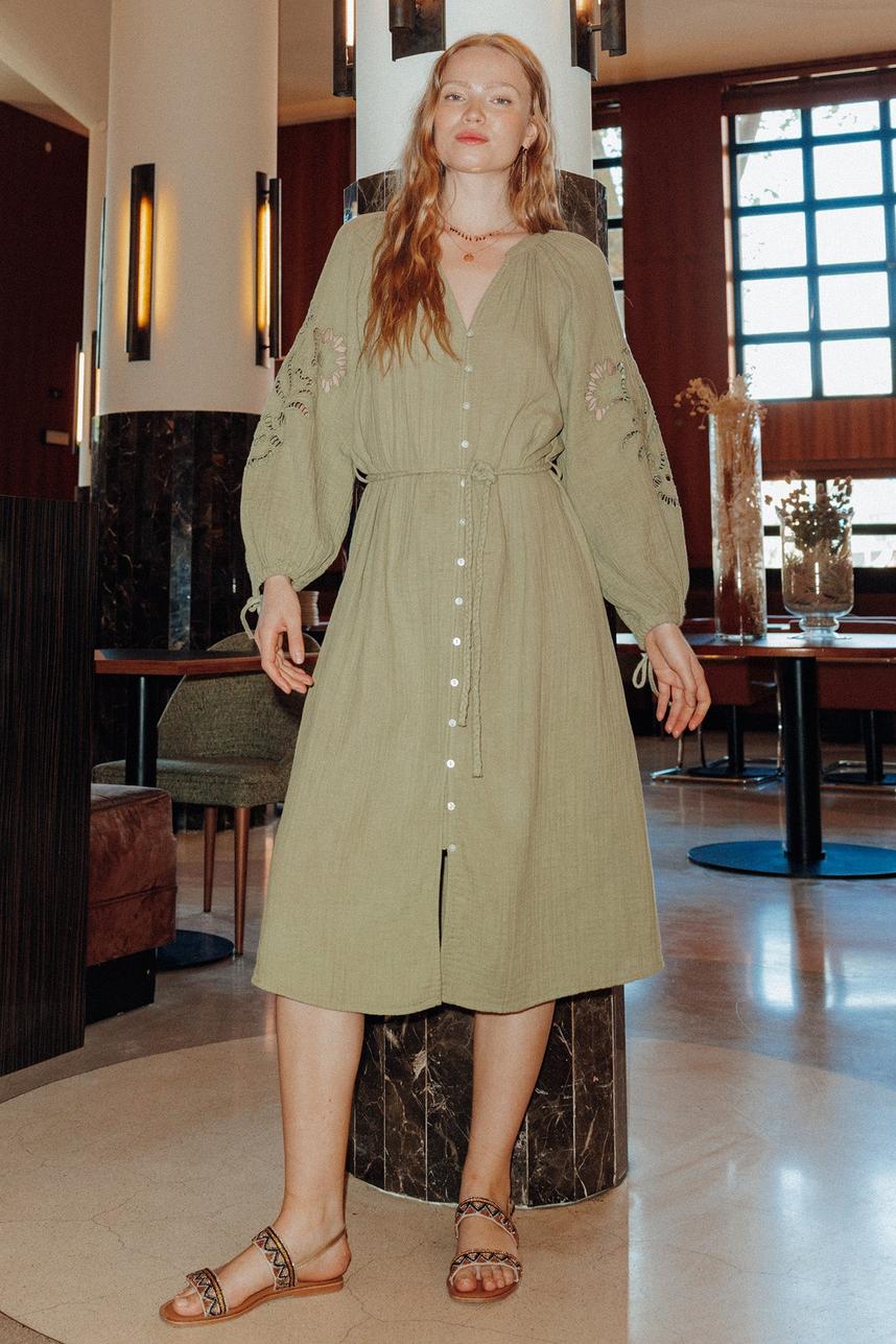 Oferta de Robe-chemise en gaze de coton por 59,99€ en Promod