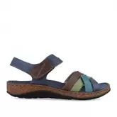 Oferta de Sandalias planas walk & fly azules de piel con tiras de colores y cierre de velcro por 45,47€ en Querol