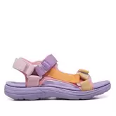 Oferta de Sandalias nicoboco rosas con detalles lilas y naranjas y triple velcro por 20,97€ en Querol