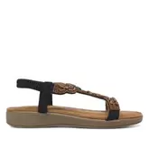 Oferta de Sandalias planas con abalorios marrones y goma posterior para mujer por 39,95€ en Querol