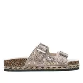 Oferta de Sandalias planas taupe con cuentas y abalorios de cierre con hebillas estilo bio por 39,95€ en Querol