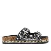Oferta de Sandalias planas negras con cuentas y abalorios de cierre con hebillas estilo bio por 39,95€ en Querol