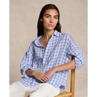 Oferta de Camisa corta y ancha de lino con cuadros por 199€ en Ralph Lauren