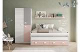 Oferta de Dormitorio juvenil en color rosa y gris suave por 399,99€ en Rapimueble