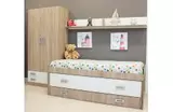 Oferta de Dormitorio juvenil en color roble y blanco por 399,99€ en Rapimueble