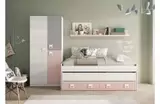 Oferta de Dormitorio juvenil en color rosa y gris suave por 379,99€ en Rapimueble