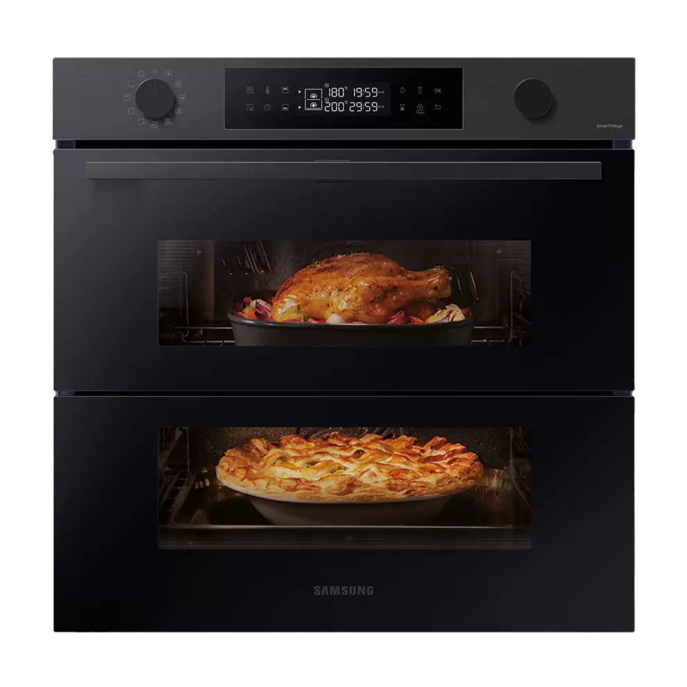 Oferta de Horno Pirolítico 76L 59.5cm Dual Cook Clase A+ Negro NV7B4550UAB/U1 por 499€ en Samsung