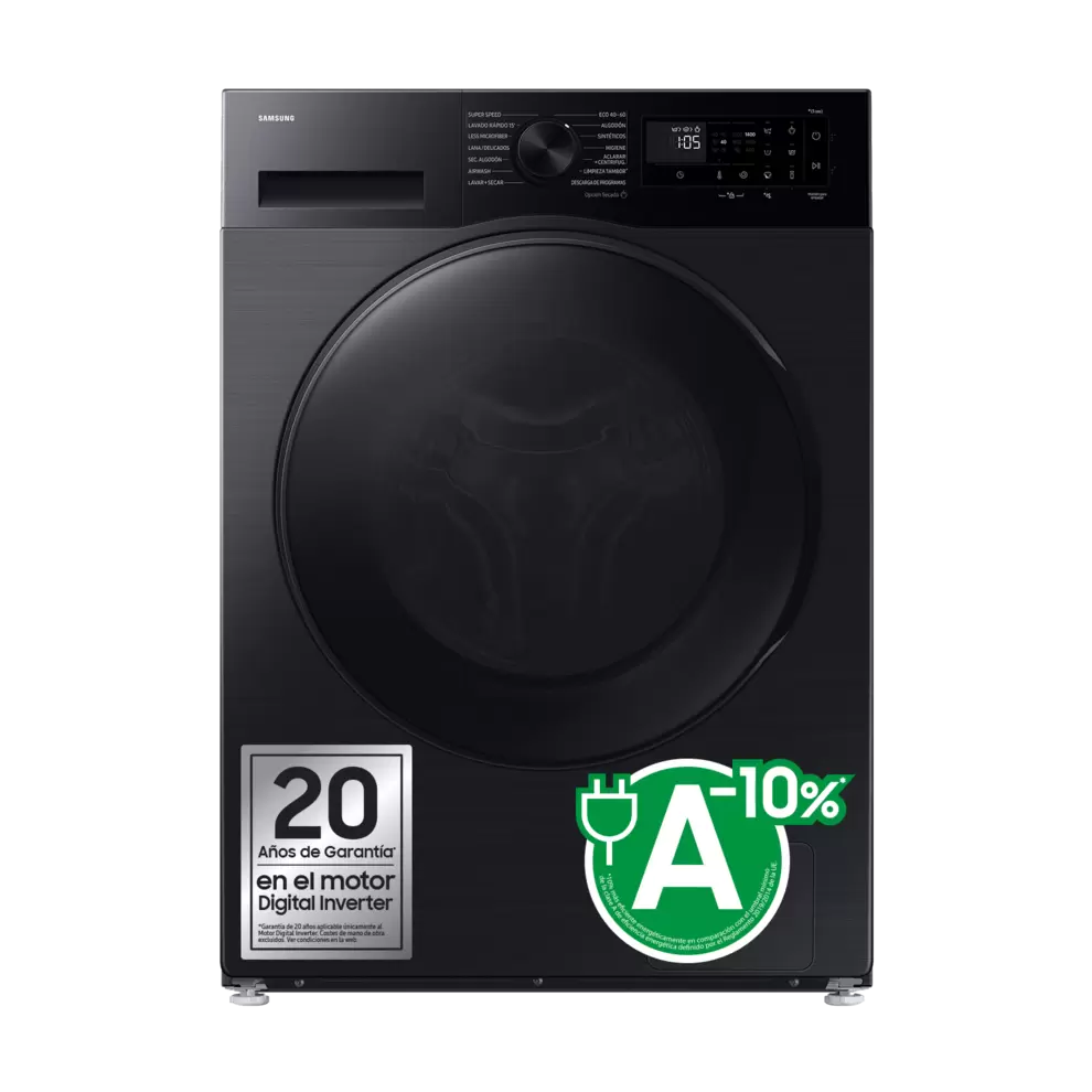 Oferta de Lavasecadora con fondo reducido 9kg/5kg AI Ecobubble™ Clase E/A-10% Negra WD90DG5G34BBEC por 919€ en Samsung