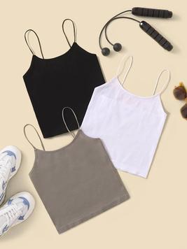 Oferta de Yoga Basic 3 Piezas Camiseta Interior Seamless Tank Para Deportes por 12€ en SheIn