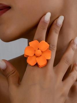 Oferta de Elegante anillo de flor color naranja de moda, versátil y chic por 1,25€ en SheIn