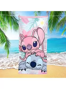 Oferta de 1 pieza Toalla impresa de playa con dibujo animado de Stitch, toalla de baño suave y cómoda para uso diario en el hogar en el baño, natación para niños y adultos por 6,53€ en SheIn