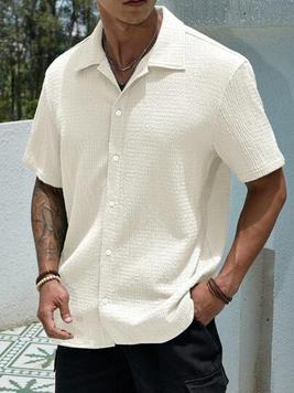 Oferta de Manfinity Homme Camisa Holgada De Hombre Con Botones De Color Sólido por 12€ en SheIn