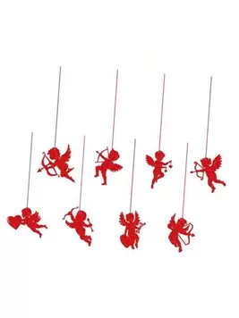 Oferta de 8 piezas Decoración romántica del Día de San Valentín Colgante de Cupido rojo Decoración de alas de ángel del amor Colgante de Cupido Decoración colgante del árbol de Navidad Guirnalda de amor Deco... por 2€ en SheIn