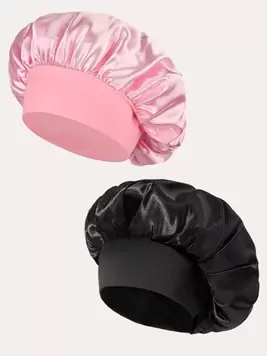 Oferta de 1/2/4/6/8 piezas Gorro de noche de satén elástico de unicolor para mujeres, de ala ancha, cómodo y transpirable para el cuidado del cabello por 1€ en SheIn