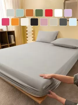 Oferta de 1 pieza Sábana ajustable de color gris claro uniforme, protector de colchón, cubierta de colchón para cama, sábana, suave y transpirable, para camas de todos los tamaños - Individual, Full, King, Q... por 2,25€ en SheIn