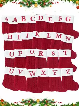 Oferta de 1 pieza Calcetín navideño de punto rojo de 7 pulgadas, pequeño calcetín navideño colgante con letras inglesas y copos de nieve para decoración de fiesta de Navidad 2025, suministros de favores de f... por 1,25€ en SheIn