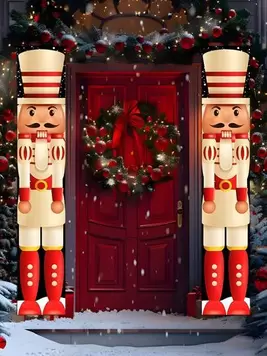 Oferta de 1 set Pancarta de Navidad con cascanueces, de 30*180cm de poliéster para colgar en la puerta de entrada y decoración de fiesta festiva y del hogar por 3,25€ en SheIn