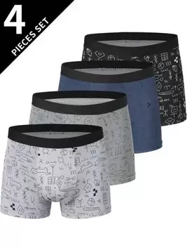 Oferta de 4 Piezas/pack Shorts De Boxeador Para Hombres Para Adolescentes, Deportivos Y Cómodos, Verano por 5,99€ en SheIn